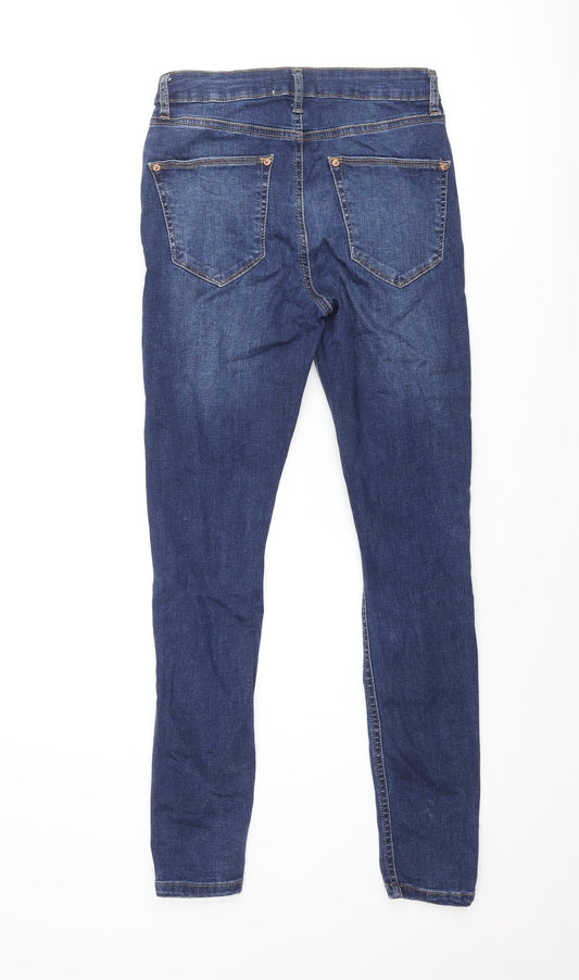 Dorothy Perkins Womens Blue Cotton Skinny Jeans Size 10 L28 in Regular Zip