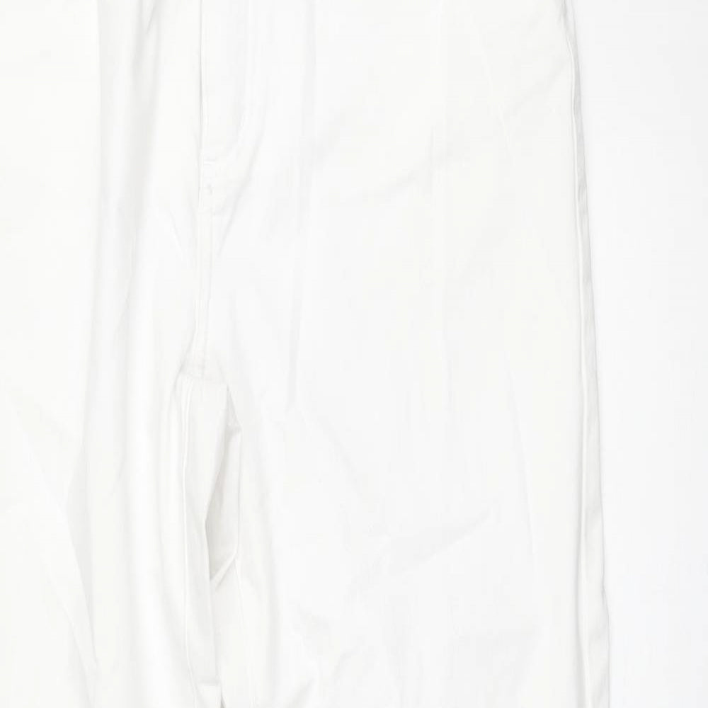 Amazing Woman Womens White Cotton Flared Jeans Size 34 in L33 in Regular Zip - Rhinestone Pocket Detail