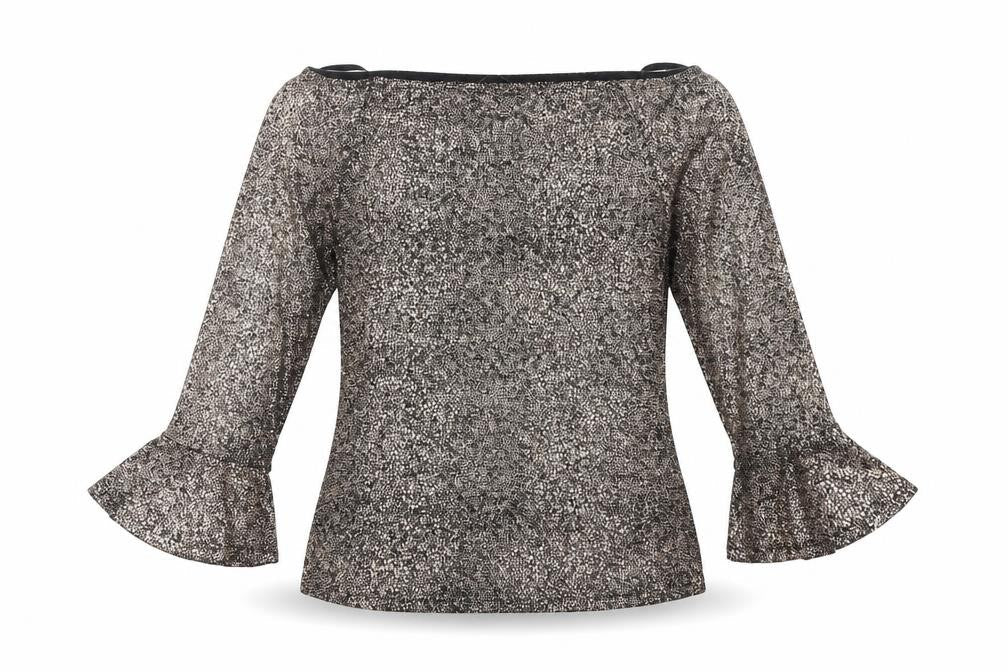 Marks and Spencer Womens Brown Geometric Polyester Basic T-Shirt Size 10 Off the Shoulder