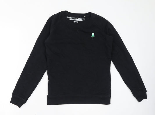 Black Forest Apparel Womens Black Cotton Pullover Sweatshirt Size XS Pullover - Christmas Tree