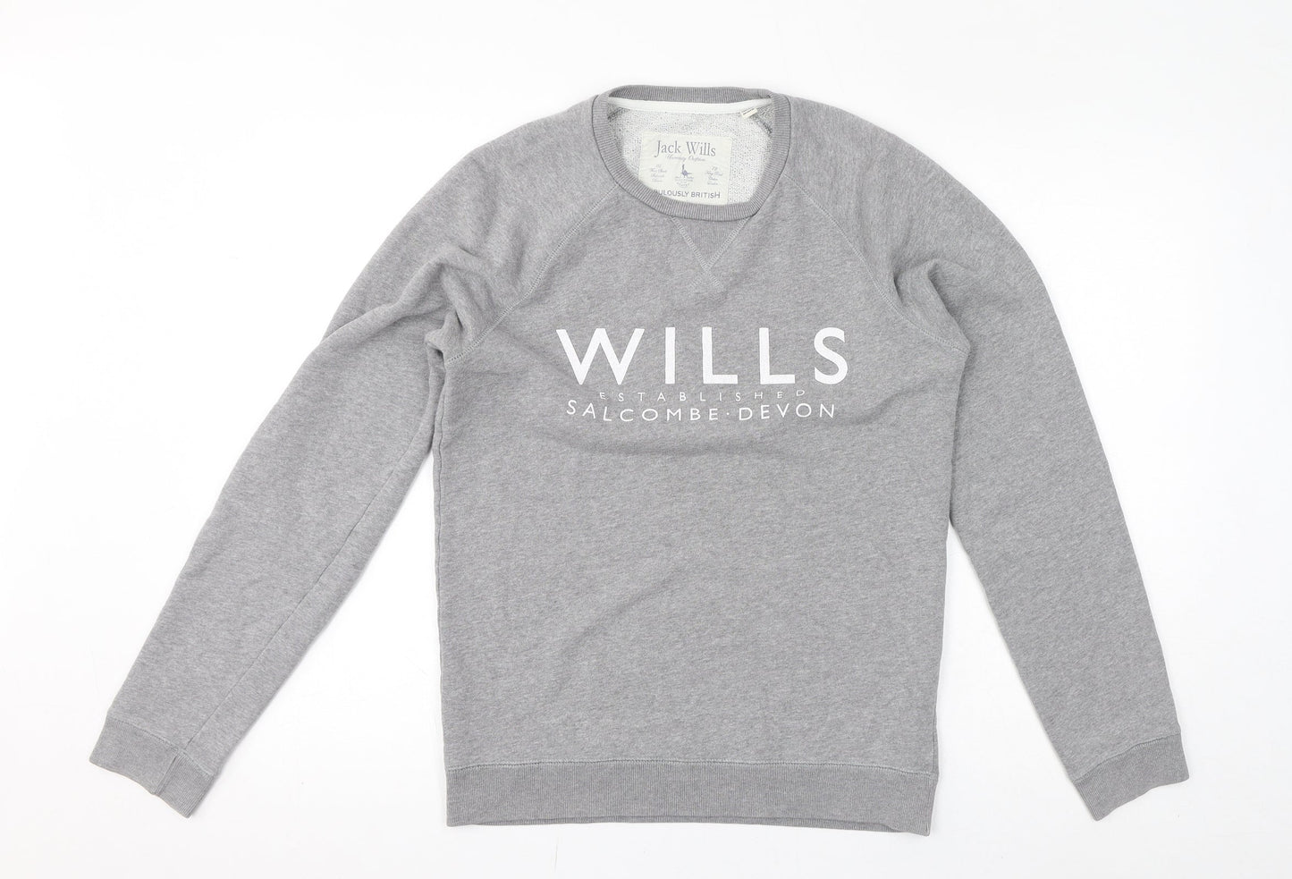 Jack Wills Womens Grey Cotton Pullover Sweatshirt Size XS Pullover - Logo, Salcombe Devon