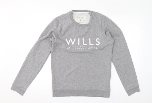 Jack Wills Womens Grey Cotton Pullover Sweatshirt Size XS Pullover - Logo, Salcombe Devon