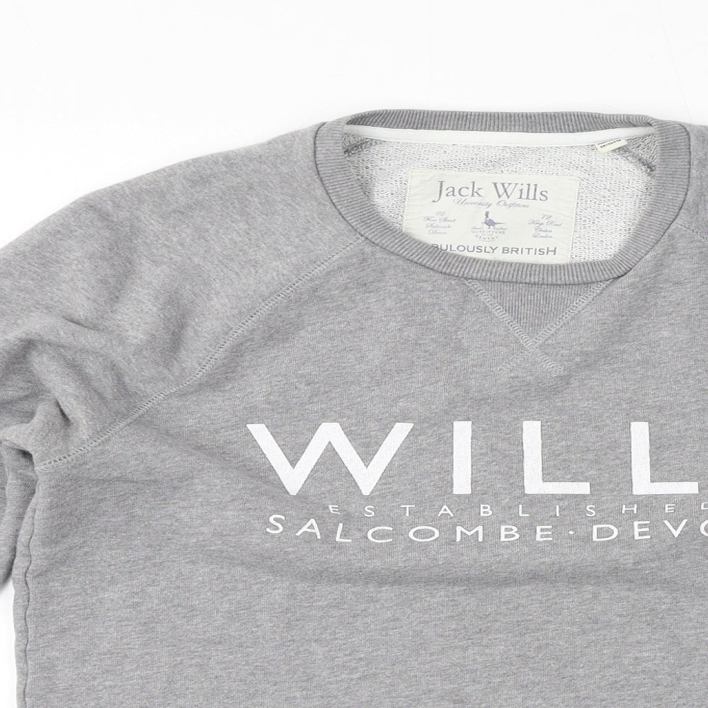 Jack Wills Womens Grey Cotton Pullover Sweatshirt Size XS Pullover - Logo, Salcombe Devon