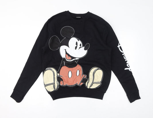 Disney Womens Black Cotton Pullover Hoodie Size 10 Pullover - Mickey Mouse