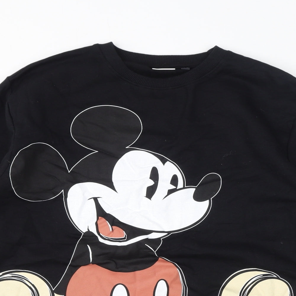 Disney Womens Black Cotton Pullover Hoodie Size 10 Pullover - Mickey Mouse