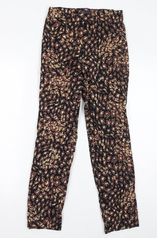 Marks and Spencer Womens Brown Animal Print Cotton Skinny Jeans Size 6 L27 in Regular Zip