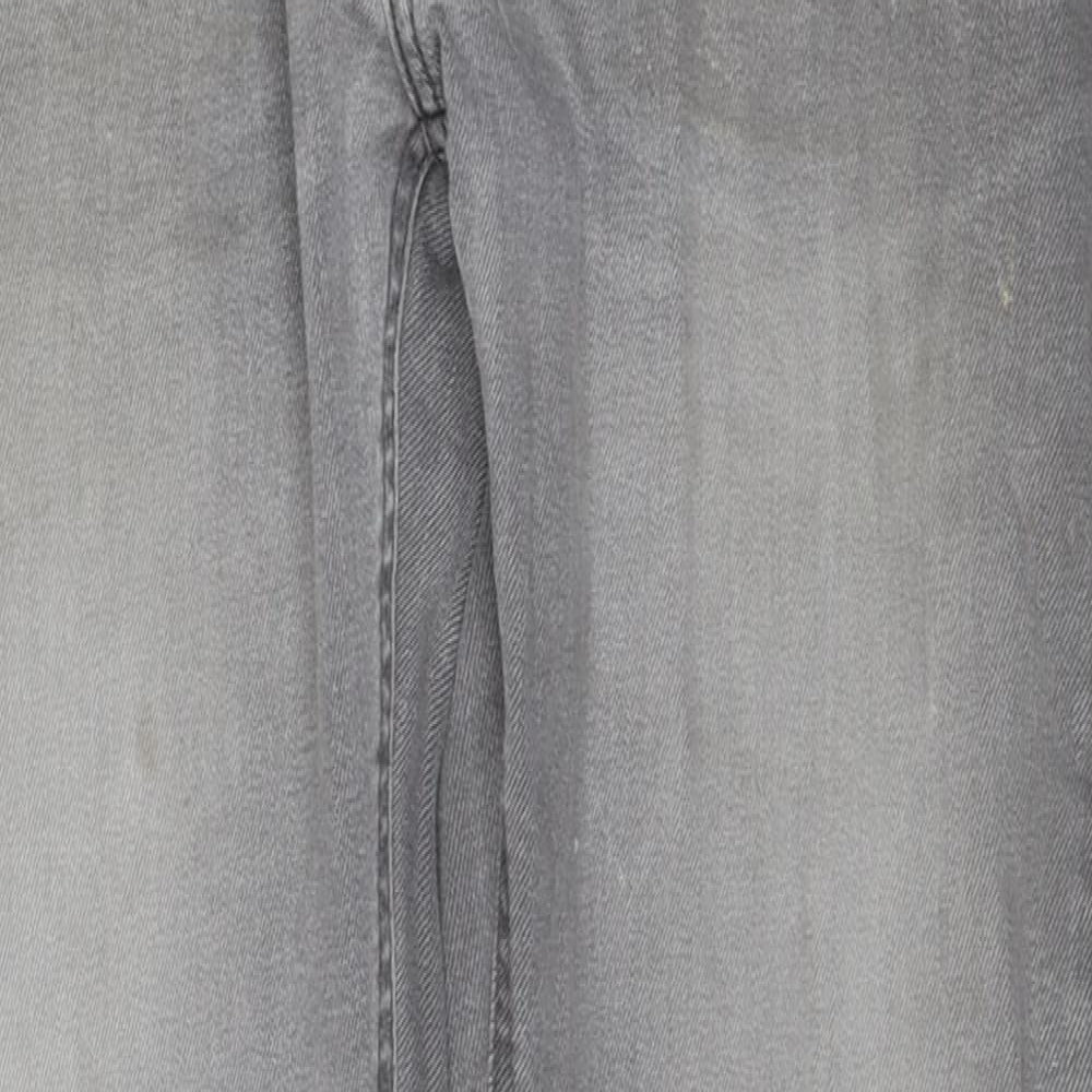 Lee Mens Grey Cotton Straight Jeans Size 32 in L32 in Regular Zip