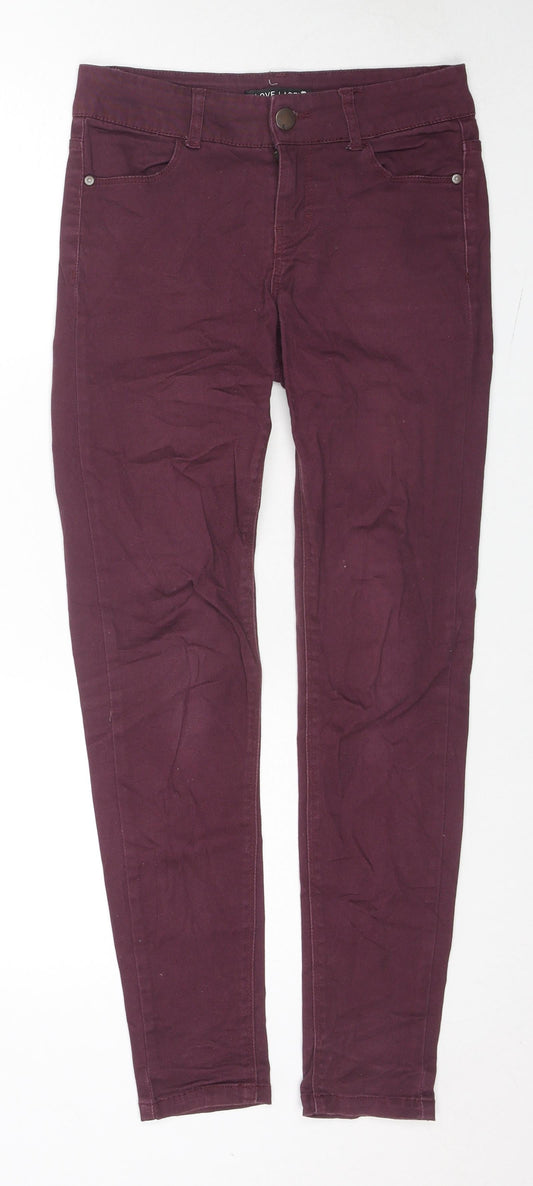 Love Label Womens Red Cotton Skinny Jeans Size 8 L28 in Regular Zip