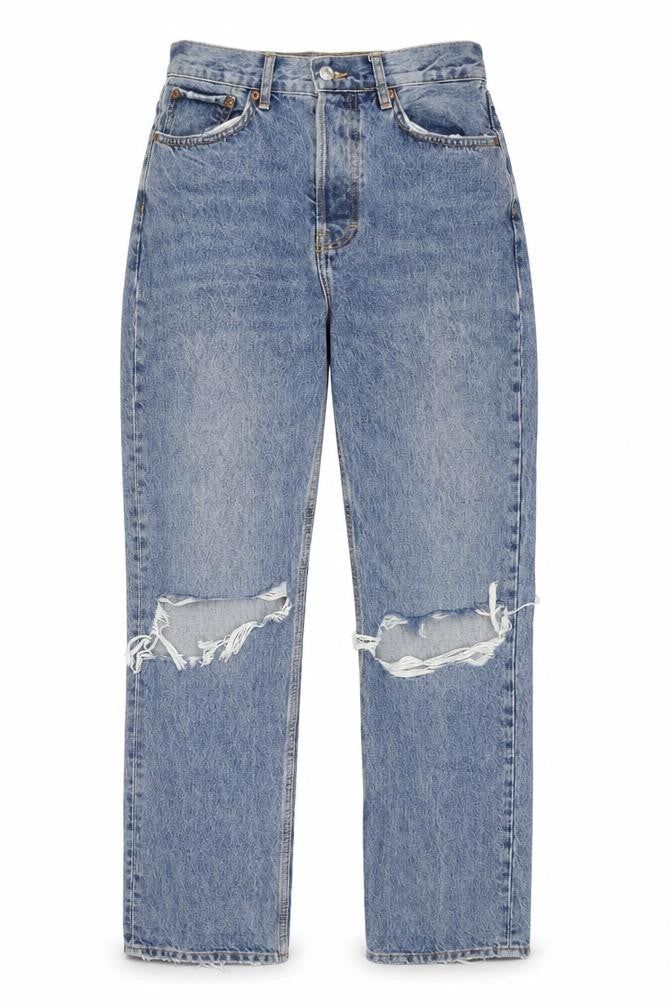 Topshop Womens Blue Cotton Mom Jeans Size 28 in L32 in Regular Zip
