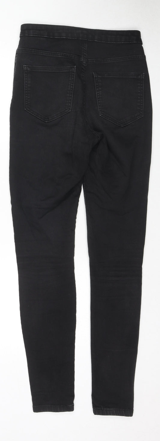 Marks and Spencer Womens Black Cotton Skinny Jeans Size 10 L29 in Regular Zip
