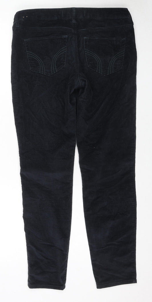 Hollister Womens Black Cotton Trousers Size 29 in L28 in Regular Zip