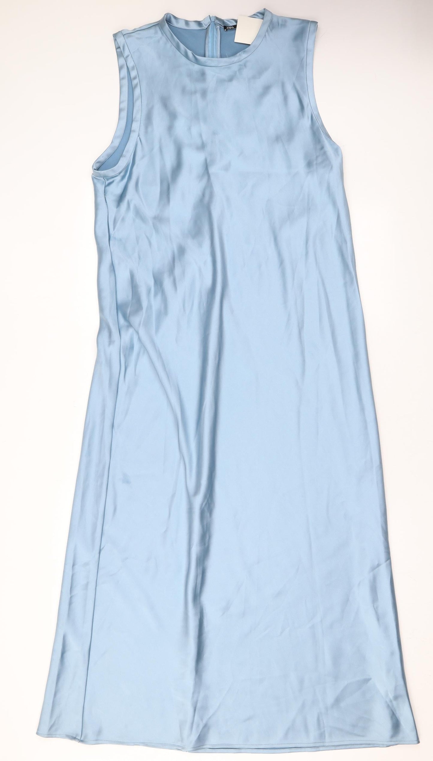 Zara Womens Blue Polyester Maxi Size XL Round Neck Zip