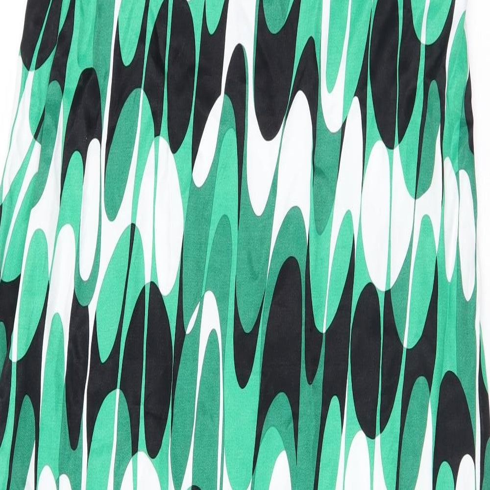 Zara Womens Green Geometric Viscose Maxi Size L V-Neck Zip