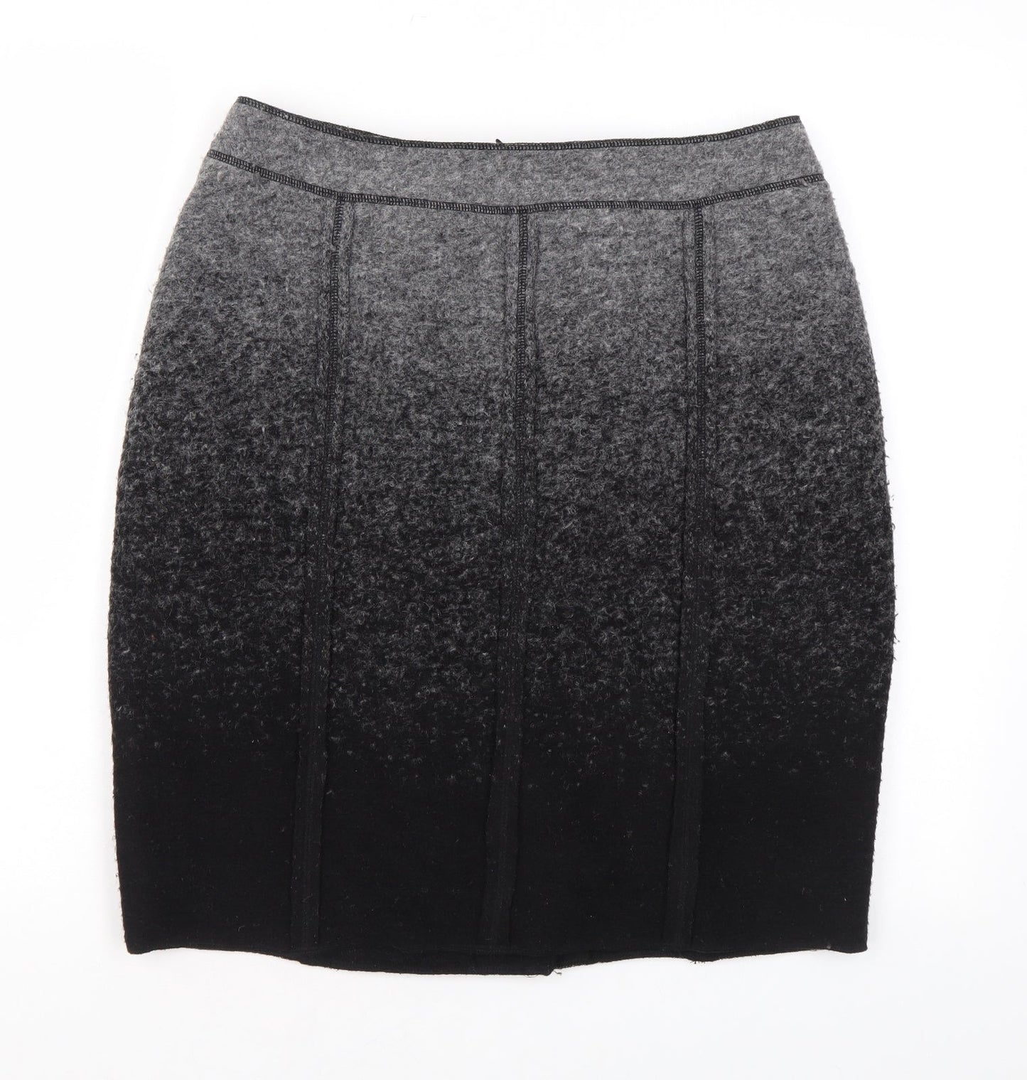 Clements Ribeiro Womens Black Wool A-Line Skirt Size 12 Zip