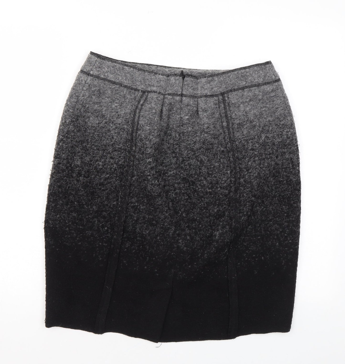 Clements Ribeiro Womens Black Wool A-Line Skirt Size 12 Zip