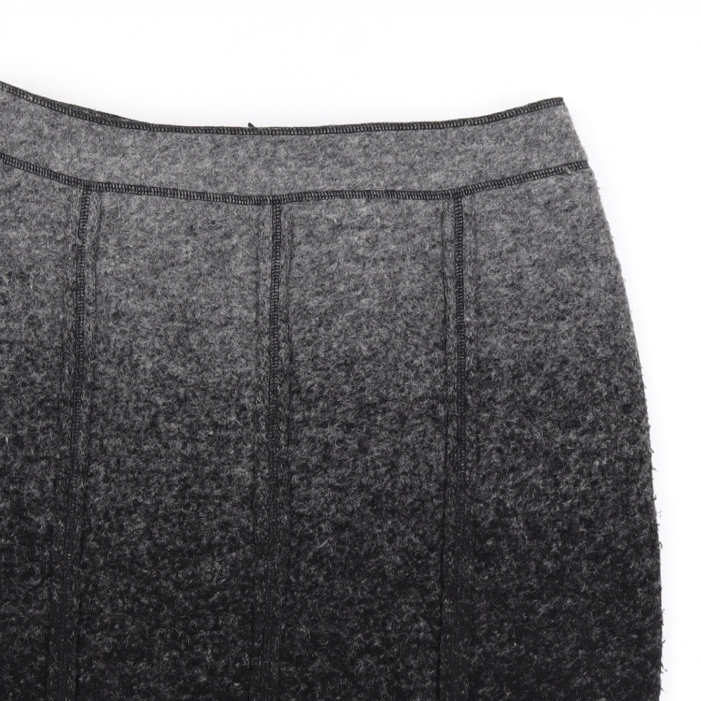 Clements Ribeiro Womens Black Wool A-Line Skirt Size 12 Zip
