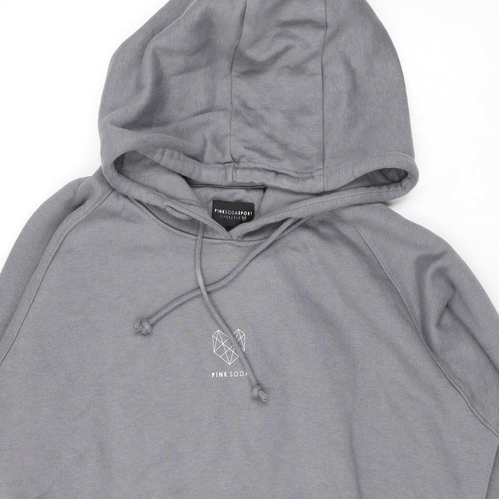 Pink Soda Womens Grey Cotton Pullover Hoodie Size 12 Pullover