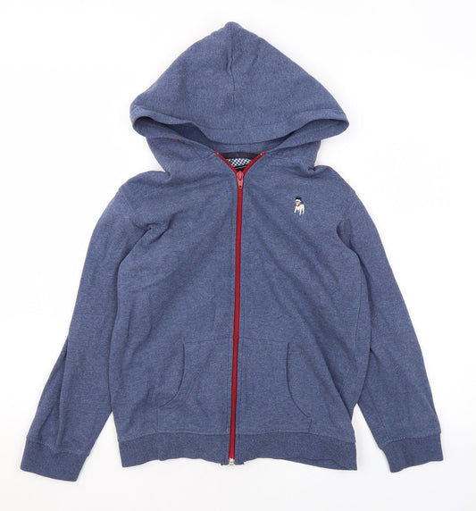 The Spitalfields Shirt Co Boys Blue Cotton Full Zip Hoodie Size 9-10 Years Zip