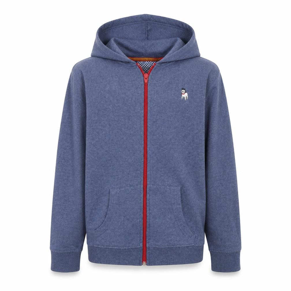 The Spitalfields Shirt Co Boys Blue Cotton Full Zip Hoodie Size 9-10 Years Zip