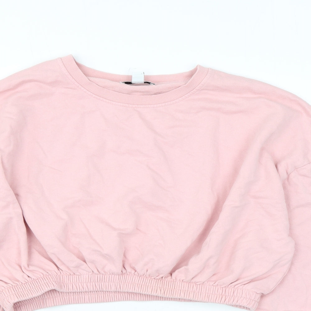 Topshop Womens Pink Cotton Pullover Sweatshirt Size M Pullover - Cropped