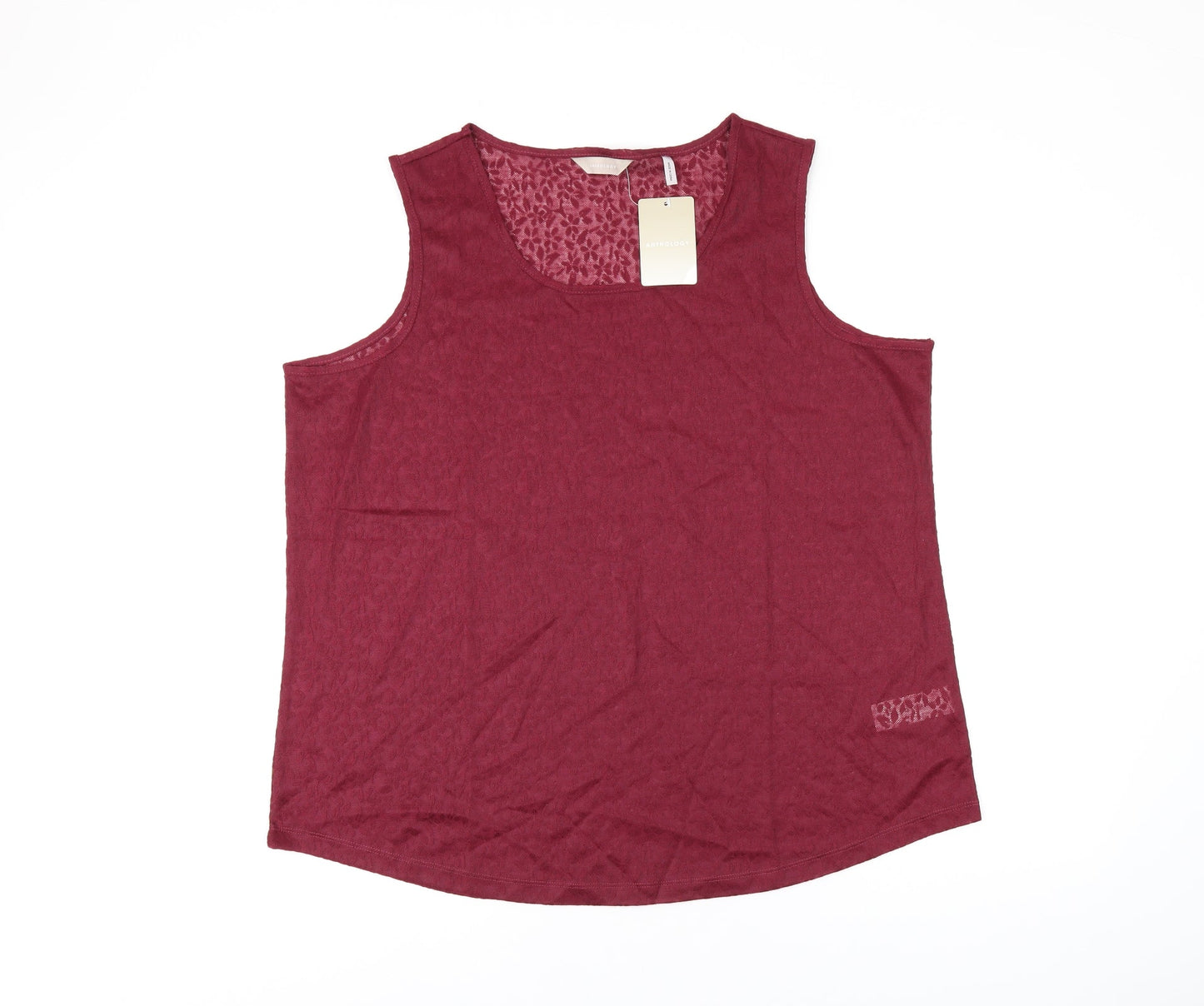 Anthology Womens Red Polyester Basic Tank Size 18 Scoop Neck