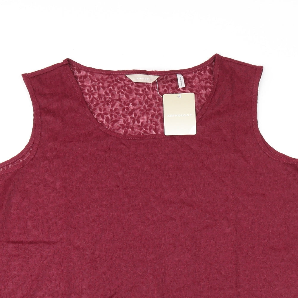 Anthology Womens Red Polyester Basic Tank Size 18 Scoop Neck