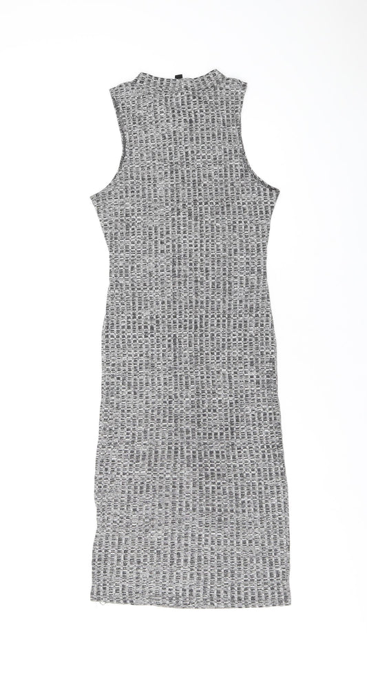 Snap Womens Green Polyester Bodycon Size L Round Neck Pullover