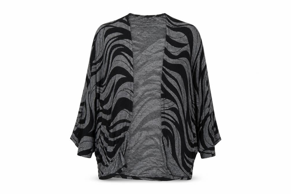 Saloos Womens Grey V-Neck Geometric Viscose Cardigan Jumper Size 14
