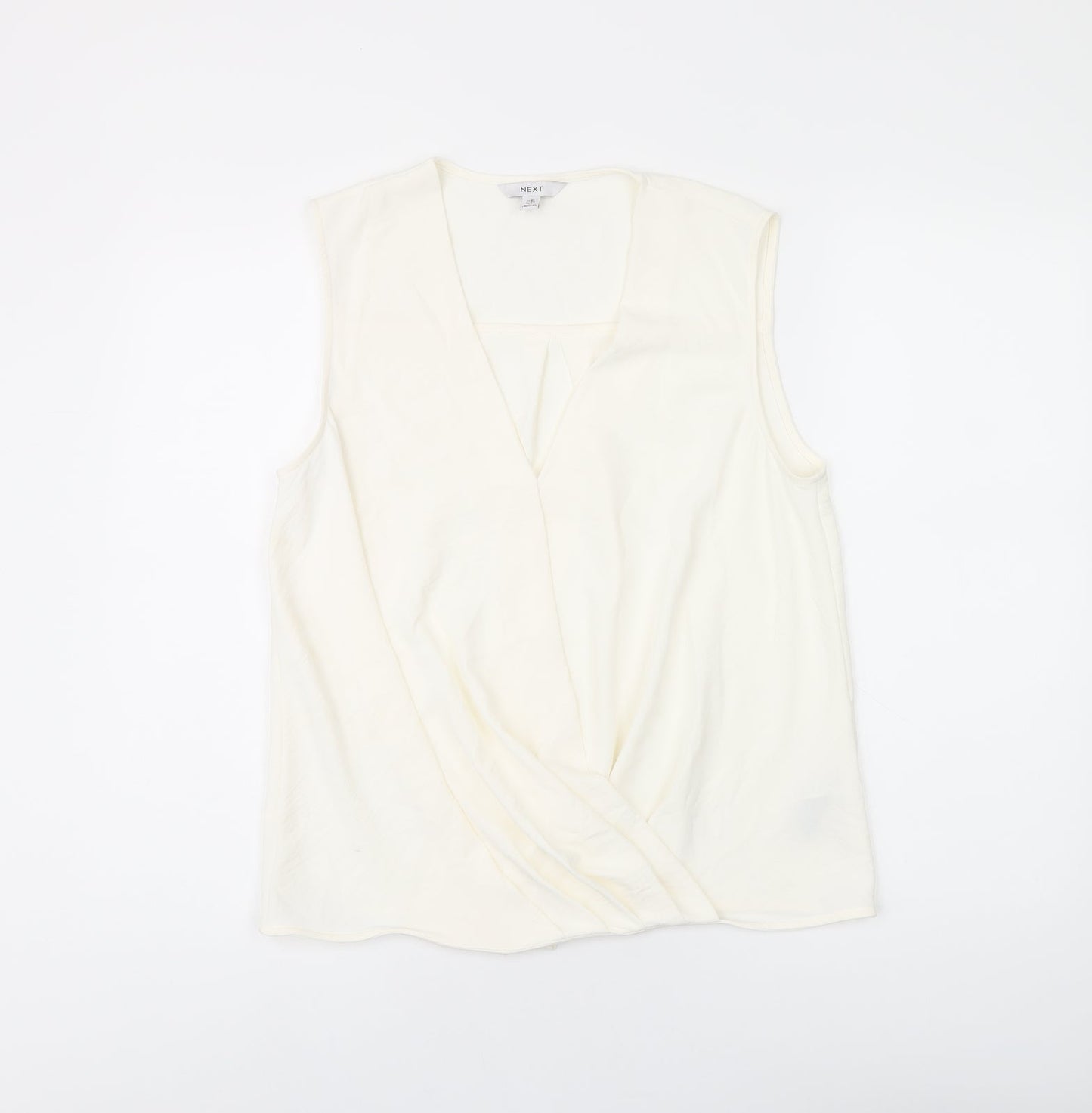 NEXT Womens White Polyester Basic T-Shirt Size 10 V-Neck