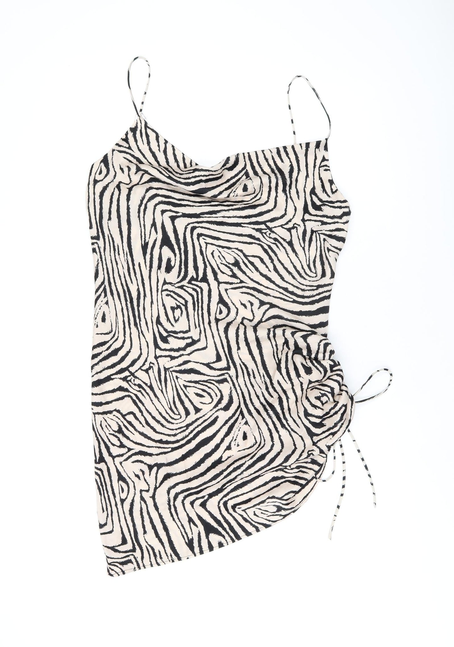 Topshop Womens Beige Animal Print Polyester Mini Size 12 Cowl Neck Pullover