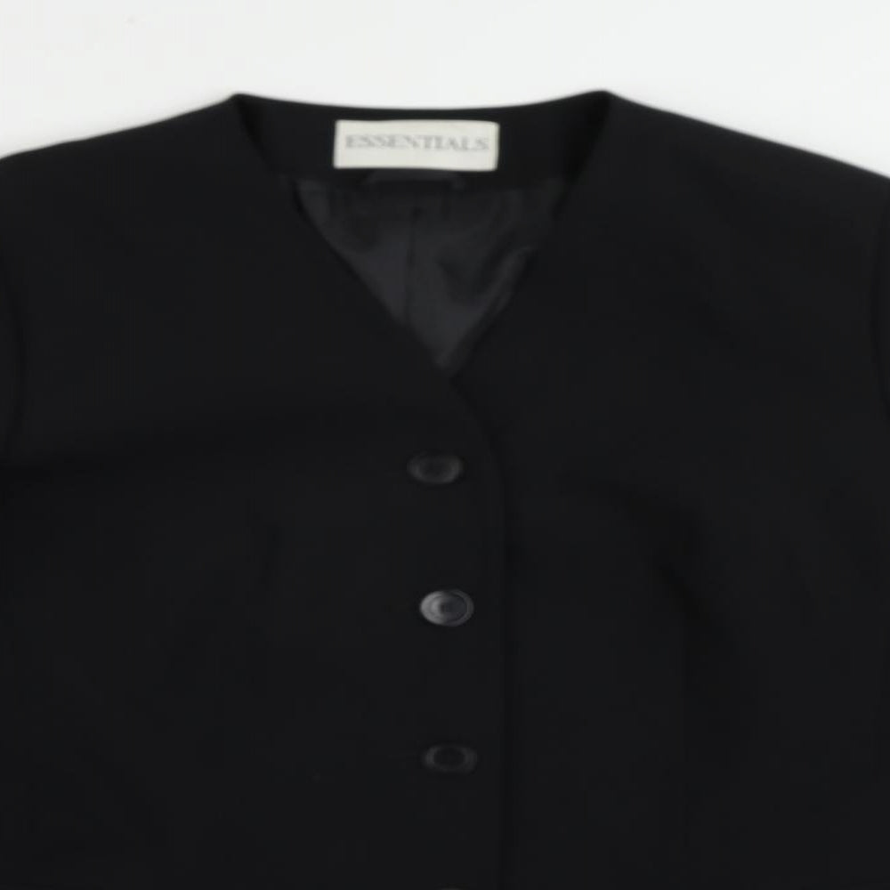 Essentials Womens Black Jacket Blazer Size 16 Button