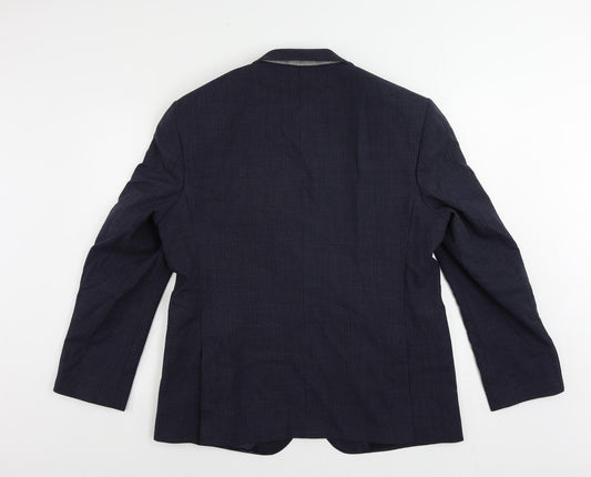 Marks and Spencer Mens Blue Striped Wool Jacket Suit Jacket Size 44 Regular