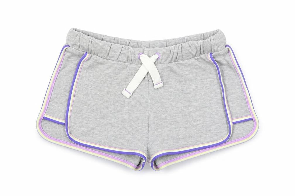 Marks and Spencer Girls Grey Cotton Sweat Shorts Size 6-7 Years Regular Drawstring - Contrasting Trim