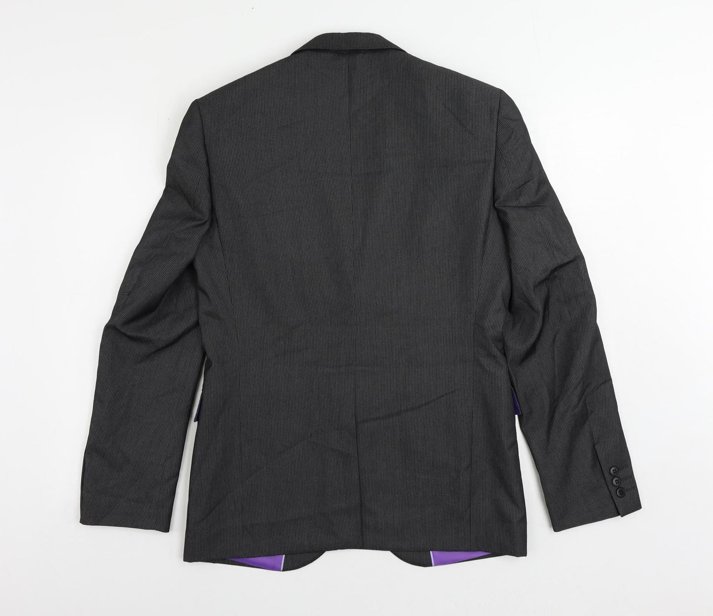 Marks and Spencer Mens Grey Striped Polyester Jacket Suit Jacket Size 36 Regular