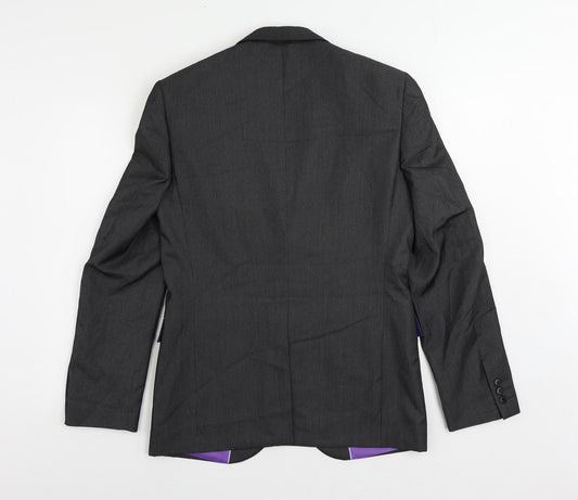 Marks and Spencer Mens Grey Striped Polyester Jacket Suit Jacket Size 36 Regular