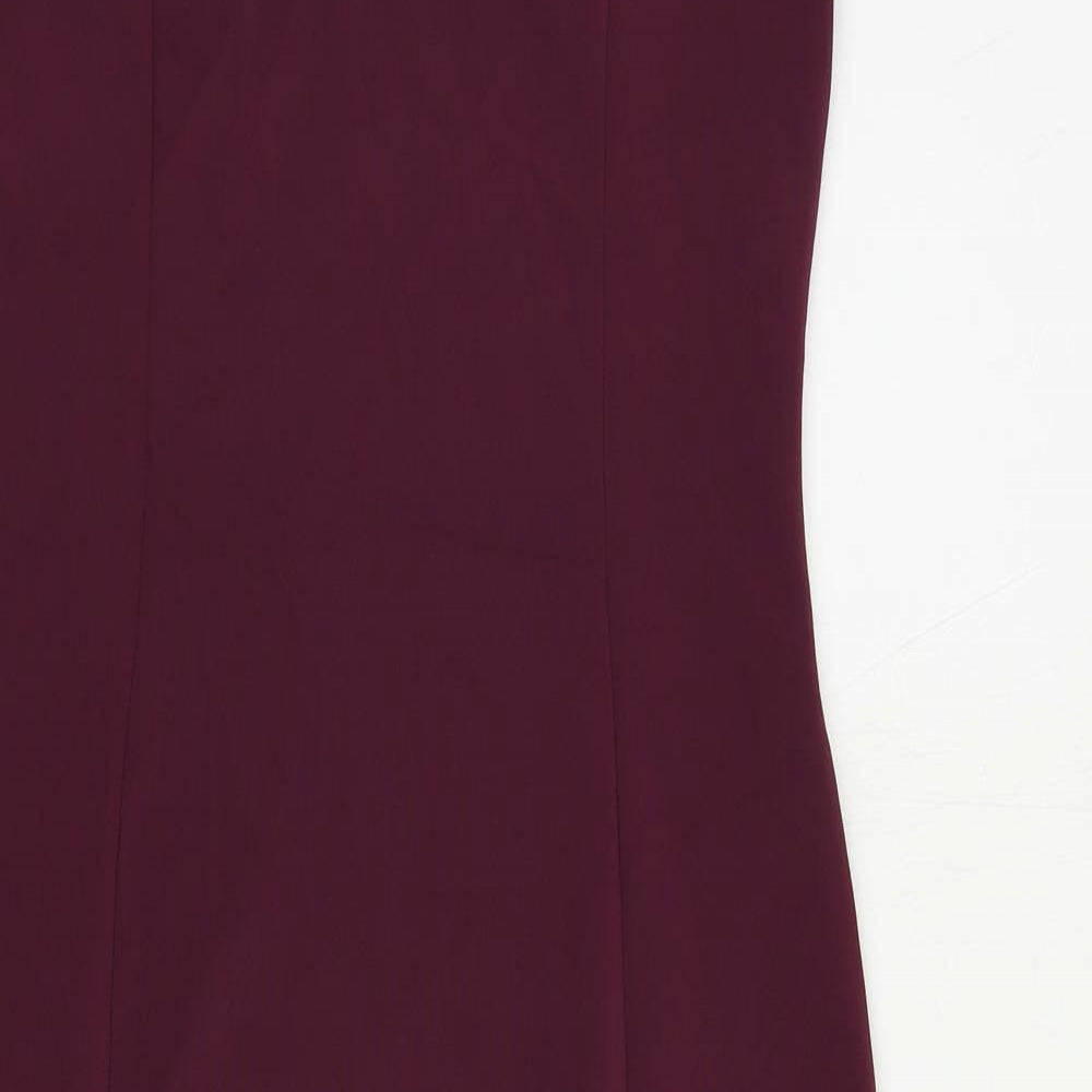 Miss Selfridge Womens Purple Polyester Pencil Dress Size 10 Off the Shoulder Pullover