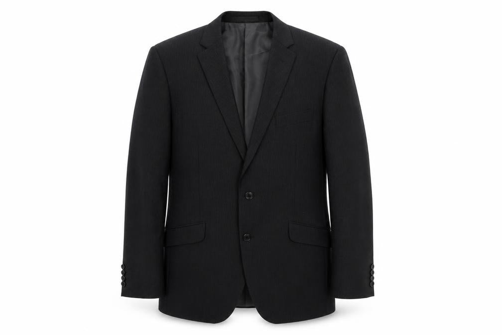 Marks and Spencer Mens Black Striped Polyester Jacket Suit Jacket Size 42 Regular