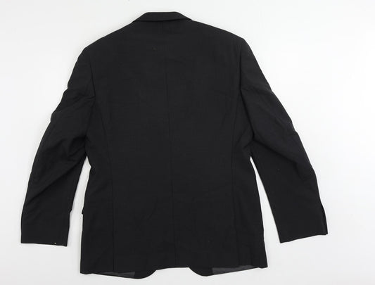 Marks and Spencer Mens Black Striped Polyester Jacket Suit Jacket Size 42 Regular