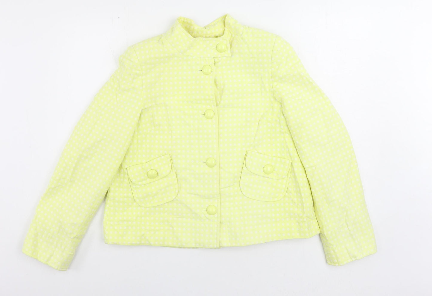 Debenhams Womens Yellow Polka Dot Jacket Blazer Size 10 Button