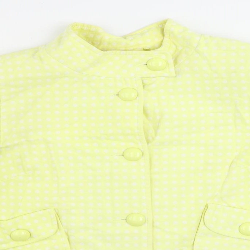 Debenhams Womens Yellow Polka Dot Jacket Blazer Size 10 Button