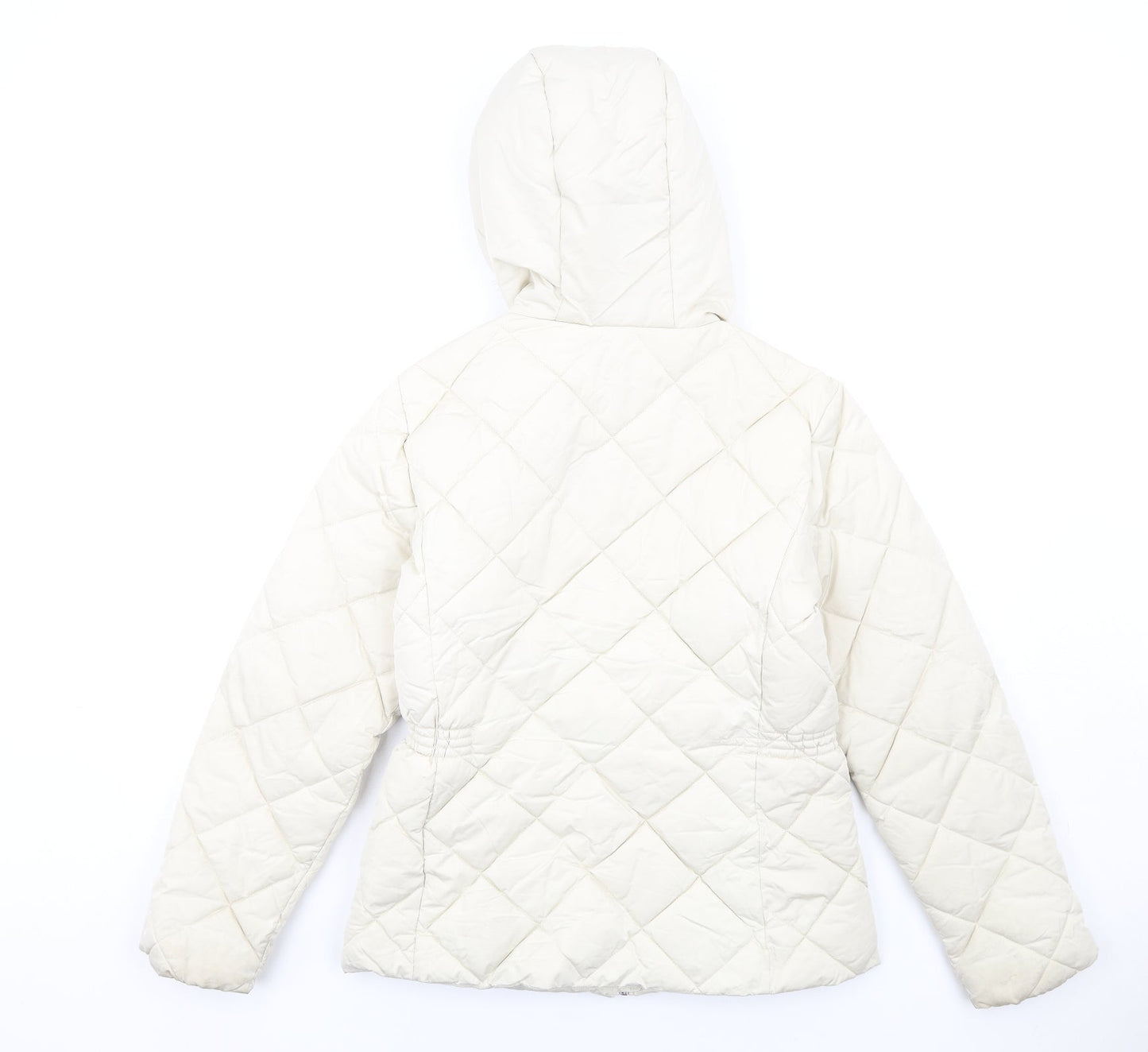 Classic Womens Ivory Quilted Coat Size 10 Zip