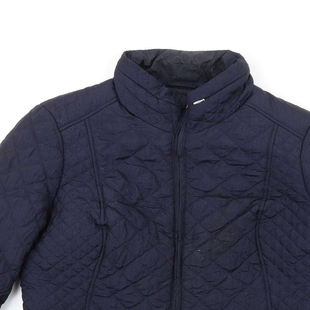 Bonmarché Womens Blue Quilted Coat Size 12 Zip