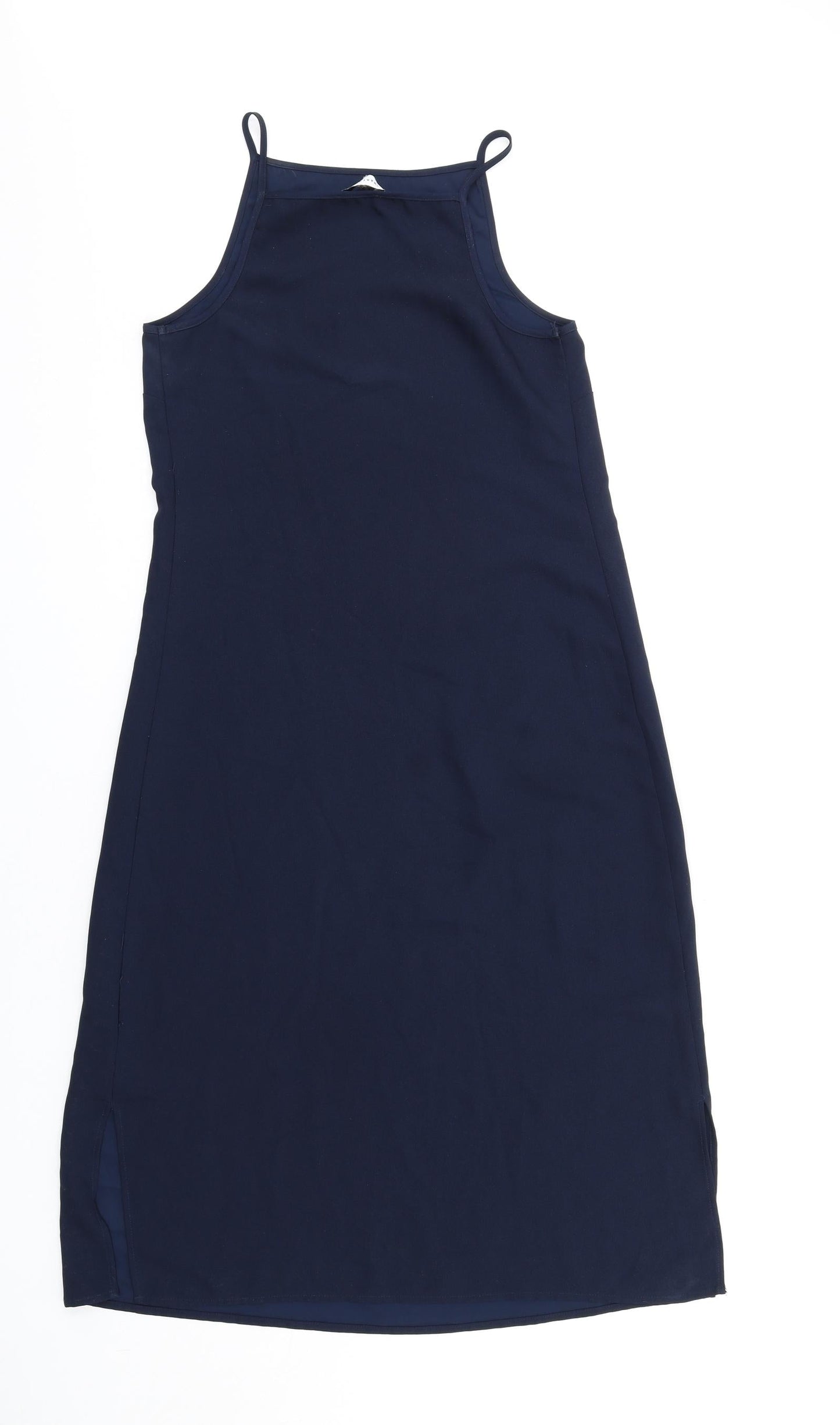Warehouse Womens Blue Polyester Slip Dress Size 8 Square Neck Pullover