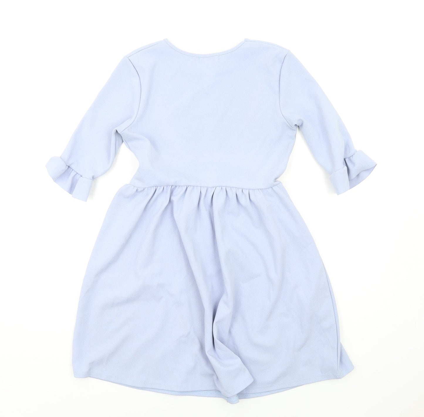 I SAW IT FIRST Womens Blue Polyester Fit & Flare Size S Round Neck Pullover