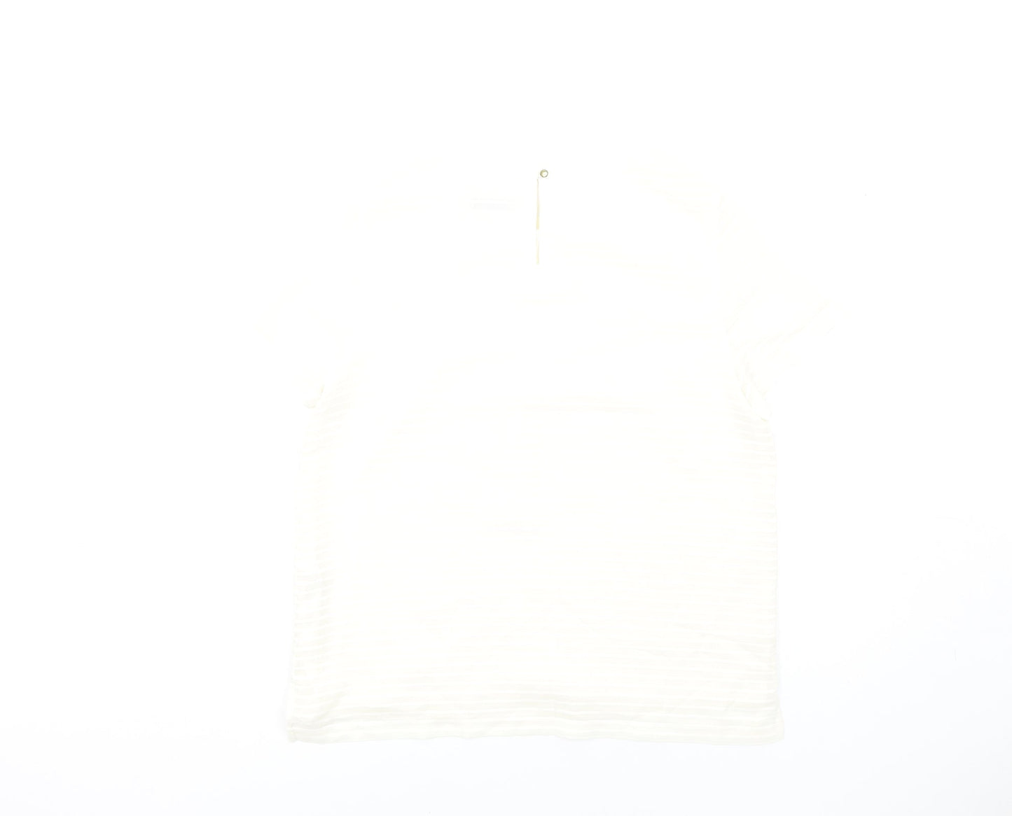 Marks and Spencer Womens Ivory Polyester Basic T-Shirt Size 12 Round Neck
