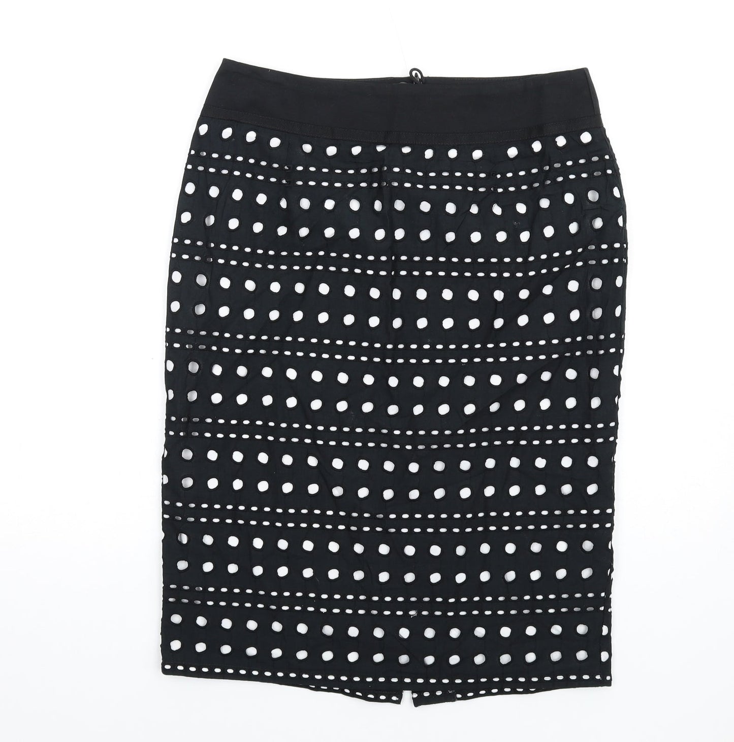 Marks and Spencer Womens Black Cotton Straight & Pencil Skirt Size 12 Zip