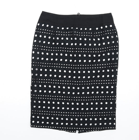 Marks and Spencer Womens Black Cotton Straight & Pencil Skirt Size 12 Zip