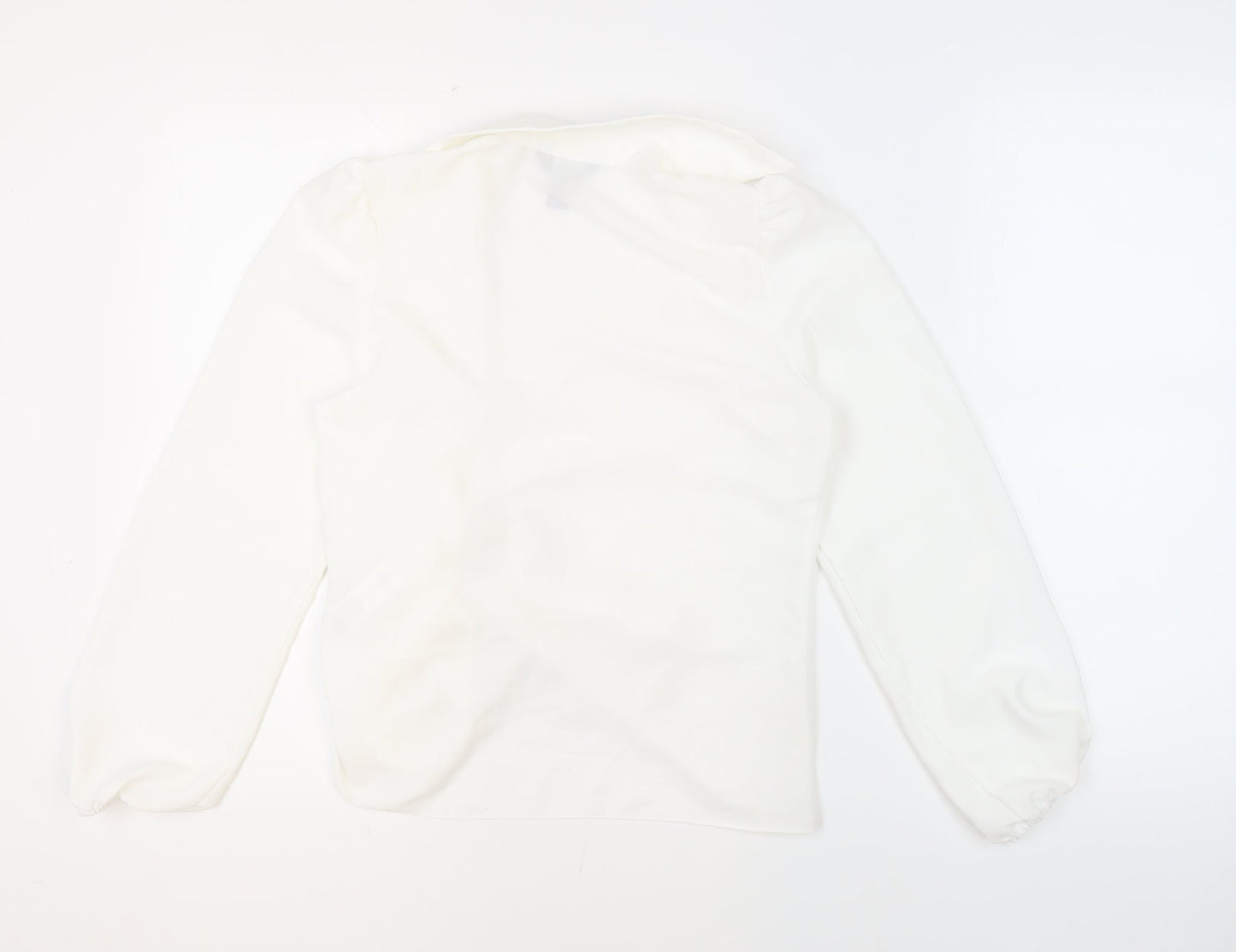 New Look Womens Ivory Polyester Basic Blouse Size 10 Collared - Ring Detail