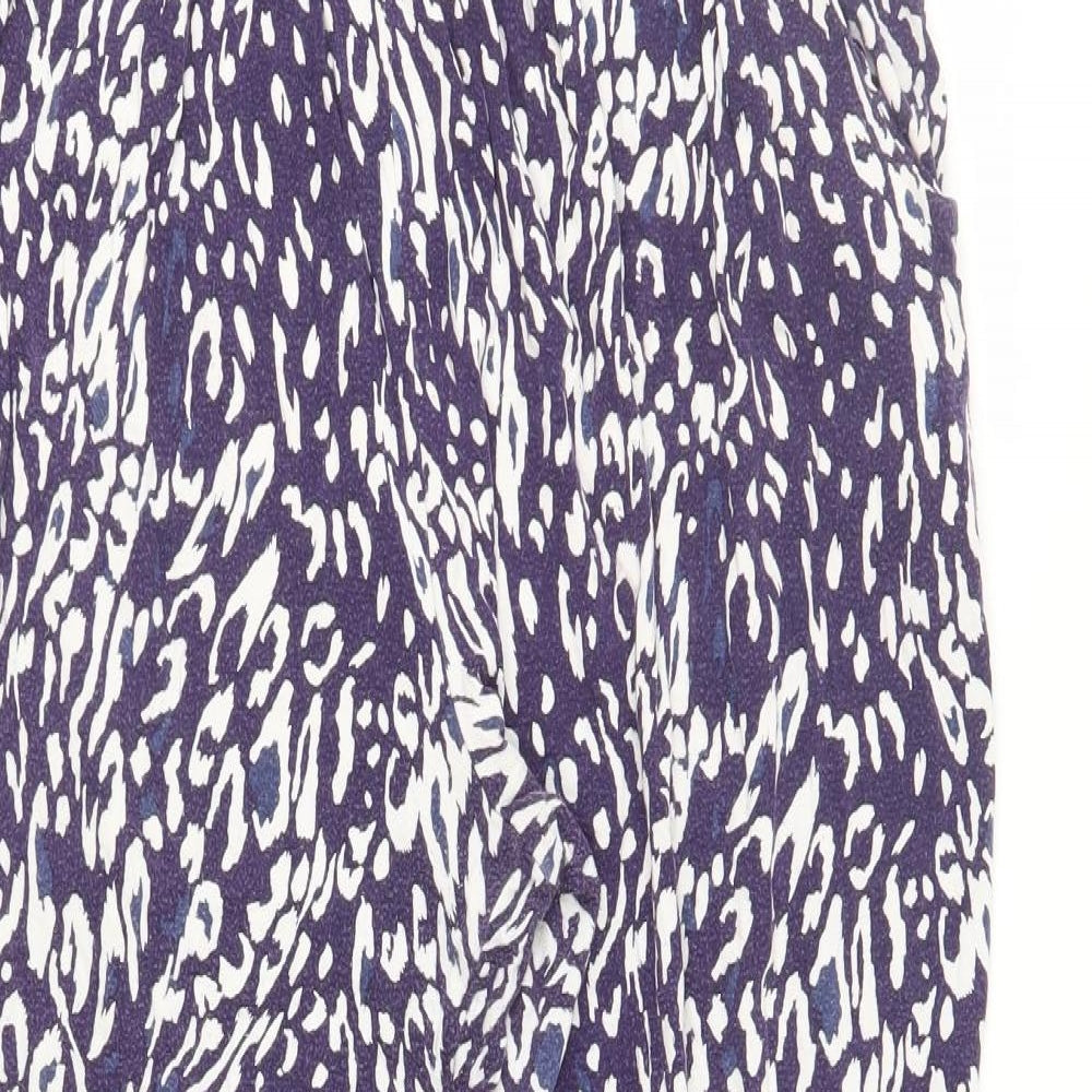 Dorothy Perkins Womens Blue Geometric Viscose Trousers Size 16 L27.5 in Regular - Elasticated Waist