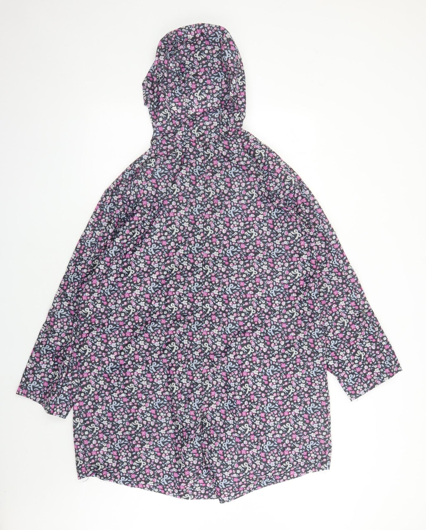 Marks and Spencer Womens Multicoloured Floral Rain Coat Coat Size S Zip - Hooded Pockets